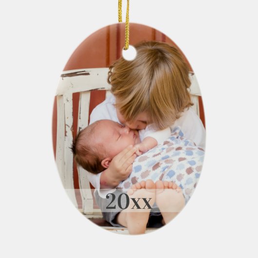 メリークリスマスカスタム出生写真/年 セラミックオーナメント (裏面)