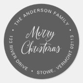 メリークリスマスカスタム差出人住所ラベル ラウンドシール (正面)