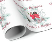 メリークリスマスカスタム文字と写真 ラッピングペーパー (ロールコーナー)