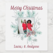 メリークリスマスカスタム文字と写真 ワインラベル (シングルラベル)