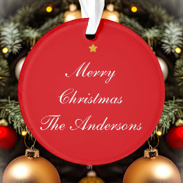 メリークリスマスカスタム文字レッドシック両面 オーナメント