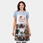 メリークリスマスカスタム9フォトコラージュホリデイ エプロン (着用した状態)
