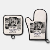 メリークリスマスカスタードファミリー名写真 鍋つかみ&鍋敷きセット (正面)