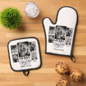 メリークリスマスカスタードファミリー名写真 鍋つかみ&鍋敷きセット (トップダウン)