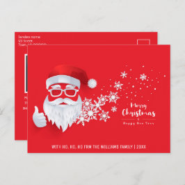 メリークリスマスカッコいいサンタレッド家族写真 シーズンポストカード