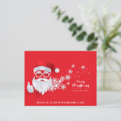 メリークリスマスカッコいいサンタレッド家族写真 シーズンポストカード (スタンド正面)