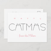 メリークリスマスカットキャットおもしろいブラックタイポグラフィ シーズンポストカード (正面/裏面)