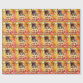 メリークリスマスカップオレンジホリーベリーシナモン ラッピングペーパー (フラット)