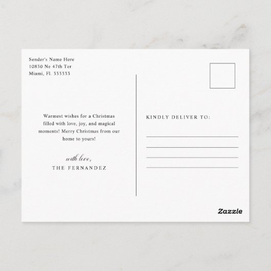 メリークリスマスカップルのフォトスクリプモダント ポストカード (裏面)