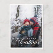 メリークリスマスカップルのフォトスクリプモダント ポストカード (正面)