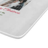 メリークリスマスカップルの写真を追加の名前happy holida カッティングボード (角)