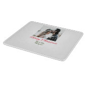 メリークリスマスカップルの写真を追加の名前happy holida カッティングボード (角)