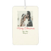 メリークリスマスカップルの写真を追加の名前happy holida カーエアーフレッシュナー (正面)