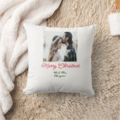 メリークリスマスカップルの写真を追加の名前happy holida クッション (ブランケット)