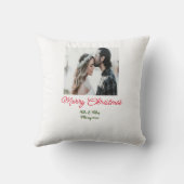 メリークリスマスカップルの写真を追加の名前happy holida クッション (裏面)