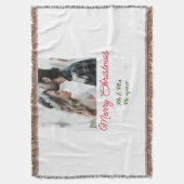 メリークリスマスカップルの写真を追加の名前happy holida スローブランケット (正面縦)