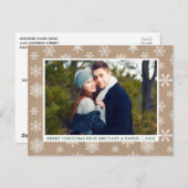 メリークリスマスカップル写真スノーフレークKraft ポストカード (正面/裏面)