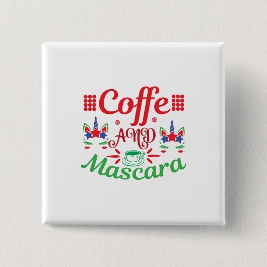 メリークリスマスカフェインとマスカラ 缶バッジ (正面)