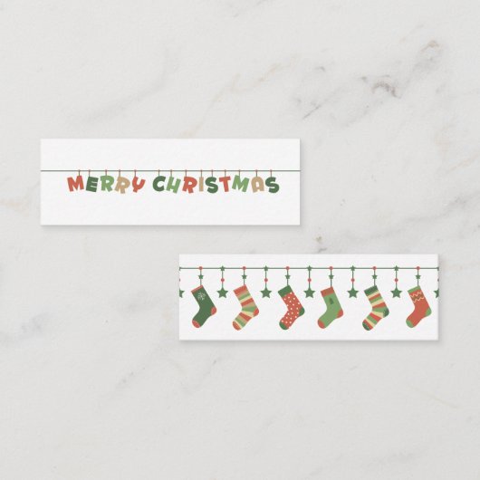 メリークリスマスカラフルの冬の季節の挨拶 スキニー名刺 (正面/裏面)