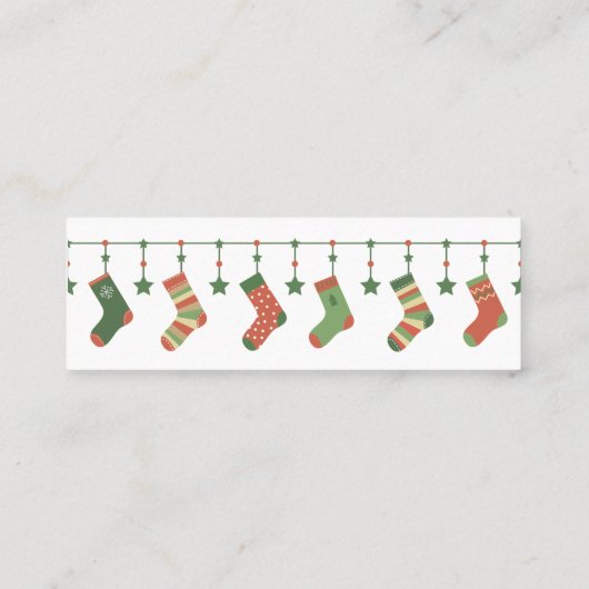 メリークリスマスカラフルの冬の季節の挨拶 スキニー名刺 (裏面)