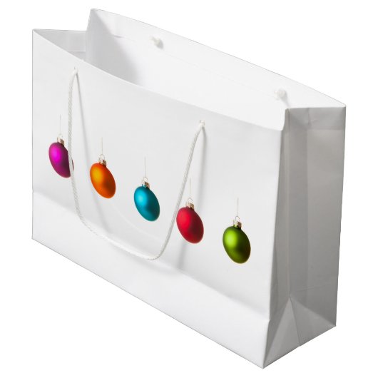 メリークリスマスカラフルの文字飾り ラージペーパーバッグ (正面アングル)