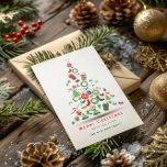 メリークリスマスカラフルの木 シーズンカード<br><div class="desc">可愛いカラフルクリスマスのシンボル(クリスマスラップ、プレゼント、ストッキングなど)を鮮やかな赤と白で作った10代のクリスマスツリー。カスタマイズ可能文字</div>
