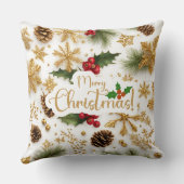 メリークリスマスカラフルの果実、ゴールデンスノーフレーク クッション (裏面)