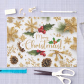 メリークリスマスカラフルの果実、ゴールデンスノーフレーク 薄葉紙 (クラフト)