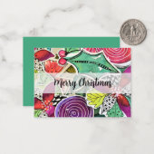 メリークリスマスカラフルの水彩模様 ノートカード (正面/裏面インサイチュ)