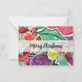 メリークリスマスカラフルの水彩模様 ノートカード (正面)
