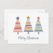 メリークリスマスカラフルの積み重ね木 シーズンポストカード (正面/裏面)