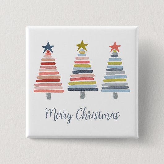 メリークリスマスカラフルの積み重ね木 缶バッジ (正面)