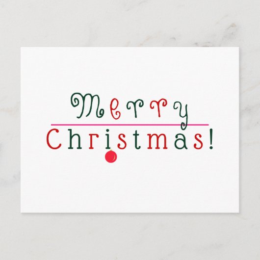 メリークリスマスカラフルの脚本とぶら下がったオーナメント ポストカード (正面)