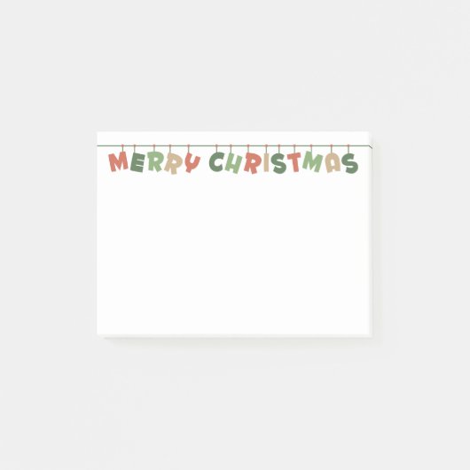 メリークリスマスカラフルぶら下がった文字のガーランド ポストイット (正面)