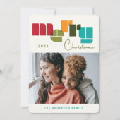 メリークリスマスカラフルオレンジタイポグラフィ写真 シーズンカード (正面)