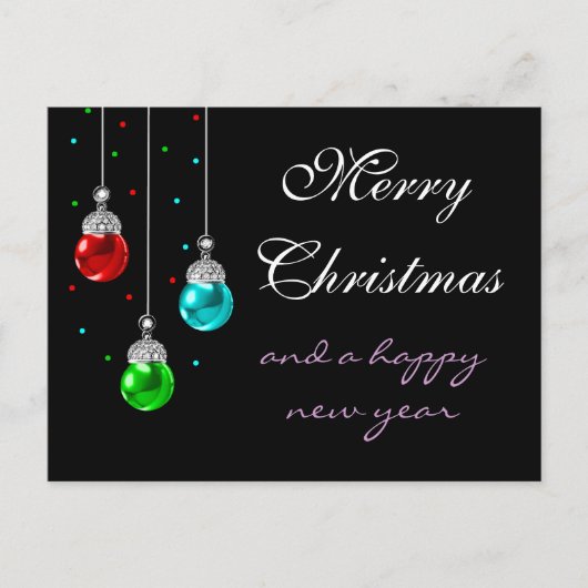 メリークリスマスカラフルオーナメント シーズンポストカード (正面)