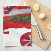 メリークリスマスカラフルサンタクロースプリント キッチンタオル (四つ折り)