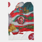 メリークリスマスカラフルサンタクロースプリント キッチンタオル (縦)