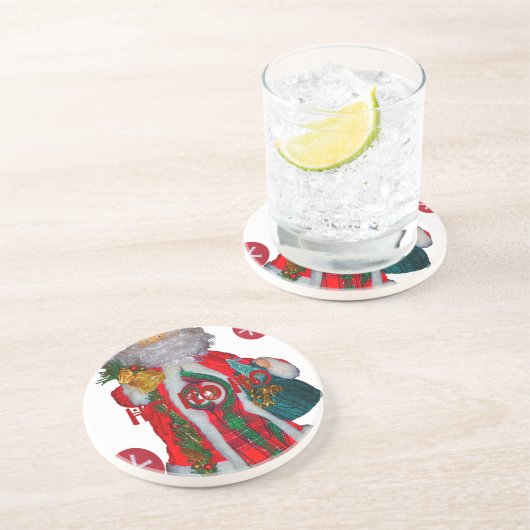 メリークリスマスカラフルサンタクロースプリント コースター (側面)