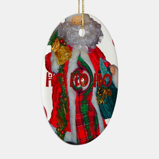 メリークリスマスカラフルサンタクロースプリント セラミックオーナメント (右)