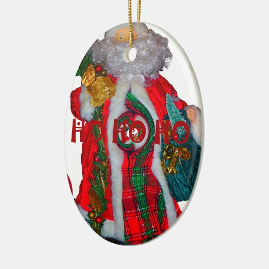 メリークリスマスカラフルサンタクロースプリント セラミックオーナメント (左)