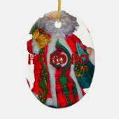 メリークリスマスカラフルサンタクロースプリント セラミックオーナメント (正面)