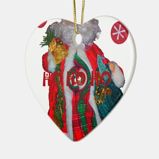 メリークリスマスカラフルサンタクロースプリント セラミックオーナメント (左)