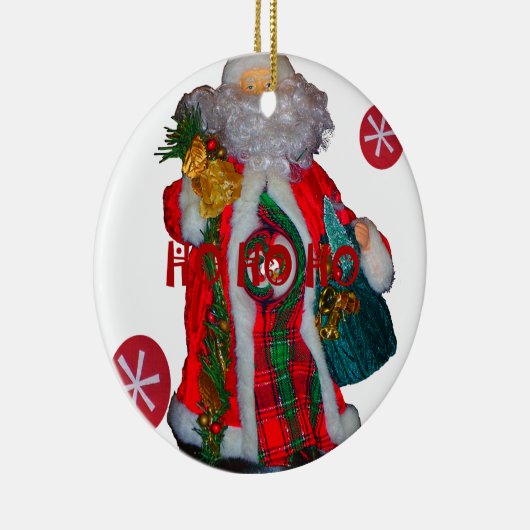 メリークリスマスカラフルサンタクロースプリント セラミックオーナメント (右)