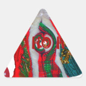 メリークリスマスカラフルサンタクロースプリント 三角形シール (正面)