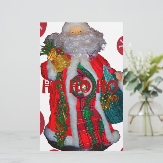 メリークリスマスカラフルサンタクロースプリント 便箋 (スタンド正面)