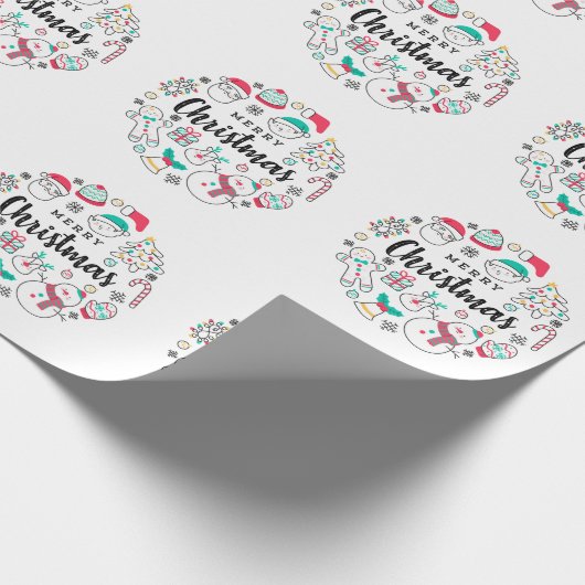 メリークリスマスカラフルスケッチ ラッピングペーパー (角)