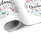 メリークリスマスカラフルスケッチ ラッピングペーパー (ロールコーナー)