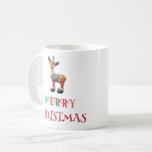 メリークリスマスカラフルタイポグラフィおもしろいトナカイ コーヒーマグカップ (正面左)