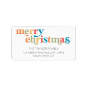 メリークリスマスカラフルタイポグラフィ差出人住所 ラベル (正面)
